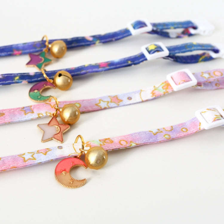 Adjustable Cat Dog Rabbit Safety Buckle Collar Pet Accessories, Size:S 17-32cm, Style:Moon(Blue)