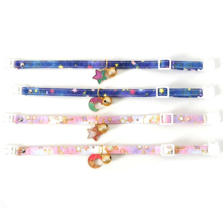 Adjustable Cat Dog Rabbit Safety Buckle Collar Pet Accessories, Size:S 17-32cm, Style:Moon(Blue)