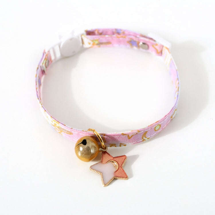 Adjustable Cat Dog Rabbit Safety Buckle Collar Pet Accessories, Size:S 17-32cm, Style:Star(Pink)