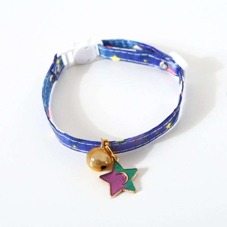 Adjustable Cat Dog Rabbit Safety Buckle Collar Pet Accessories, Size:S 17-32cm, Style:Star(Blue)