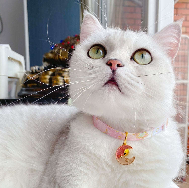 Adjustable Cat Dog Rabbit Safety Buckle Collar Pet Accessories, Size:S 17-32cm, Style:Star(Pink)
