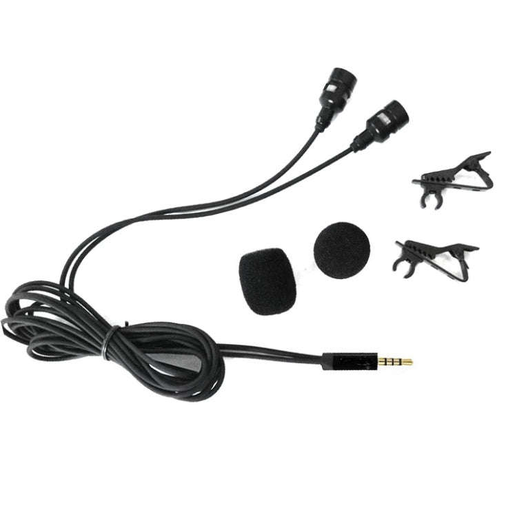 Wired Lavalier Microphone Condenser Double Head Microphone Two People Live Mobile Phone K Song Mi...