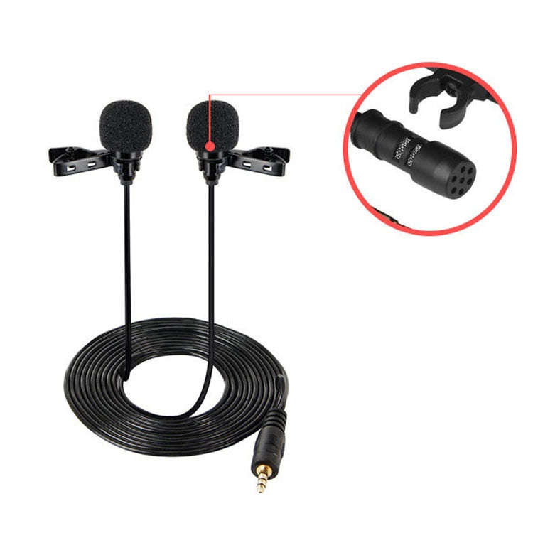 Wired Lavalier Microphone Condenser Double Head Microphone Two People Live Mobile Phone K Song Mi...