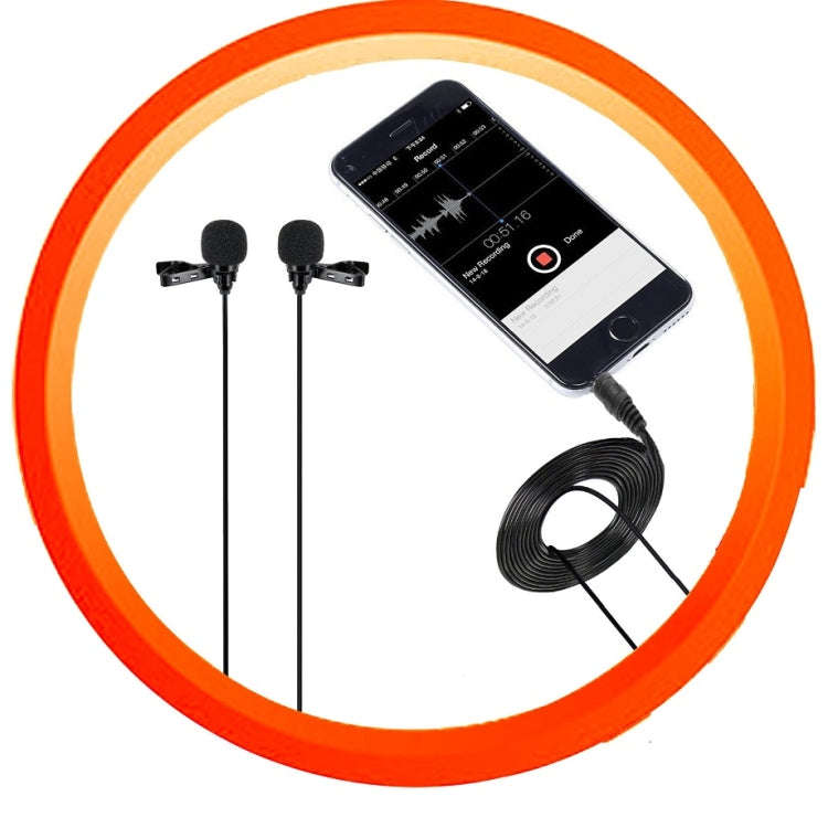 Wired Lavalier Microphone Condenser Double Head Microphone Two People Live Mobile Phone K Song Mi...
