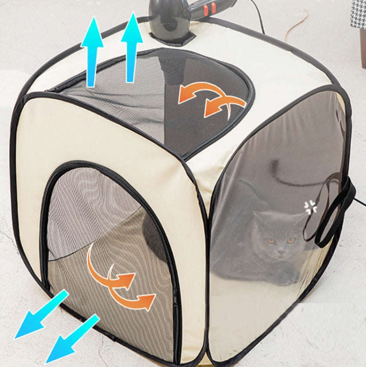 Pet Hair Drying Box Foldable Pet Dry Room Pet Hair Dryer Cage(Royal Blue)