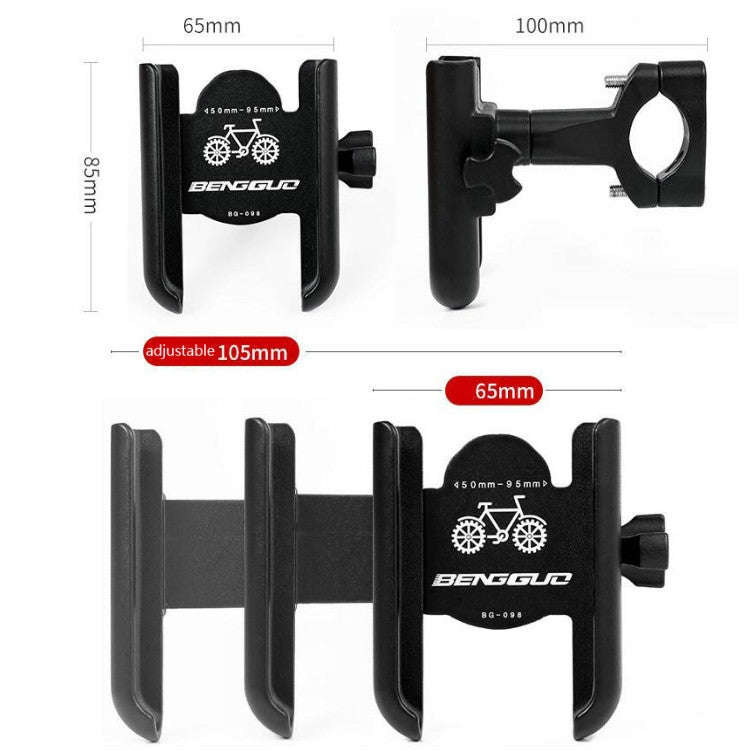 BENGGUO Bicycle Aluminum Alloy Mobile Phone Holder Electric Motorcycle Anti-Vibration Navigation ...