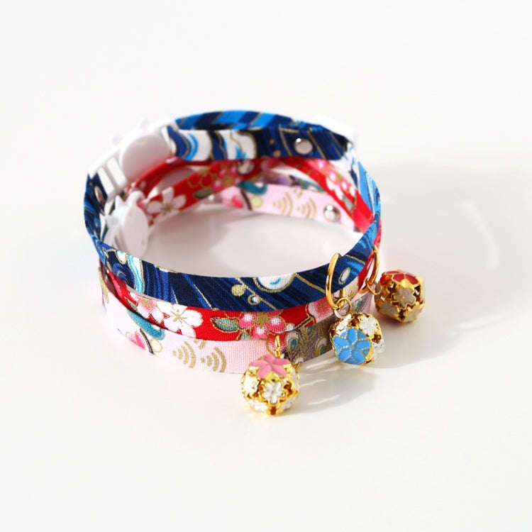 Adjustable Pet Flower Hollow Bell Collar Cat Dog Collar Accessories, Specification: S 17-32cm(Blue)
