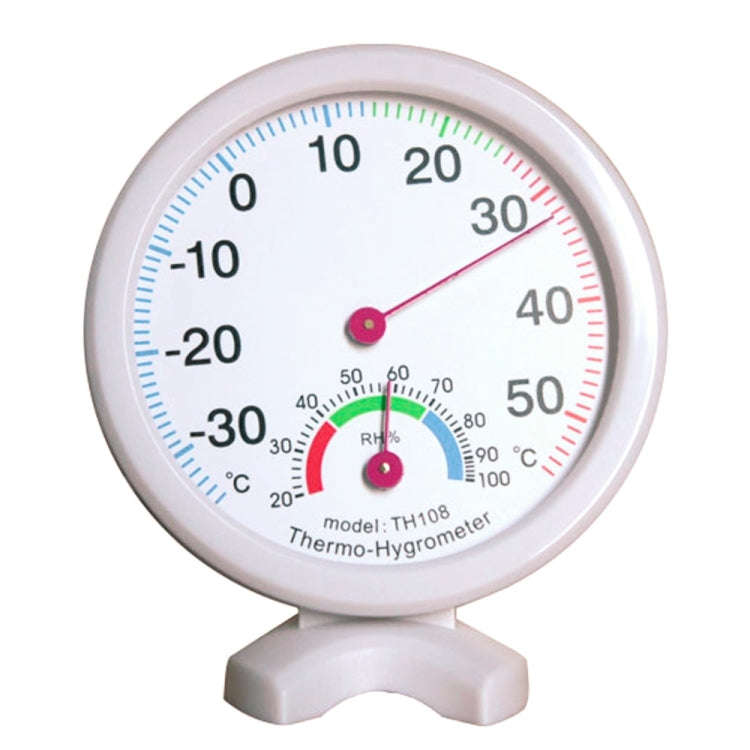 TH108 Mini Round Clock-shaped Indoor Outdoor Hygrometer Humidity Thermometer Temperature Meter, R...