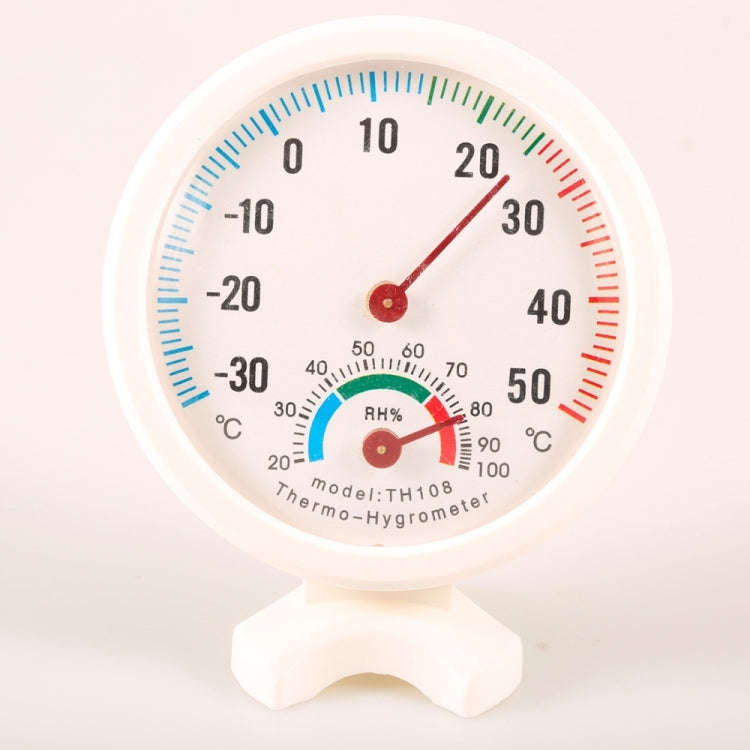 TH108 Mini Round Clock-shaped Indoor Outdoor Hygrometer Humidity Thermometer Temperature Meter, R...