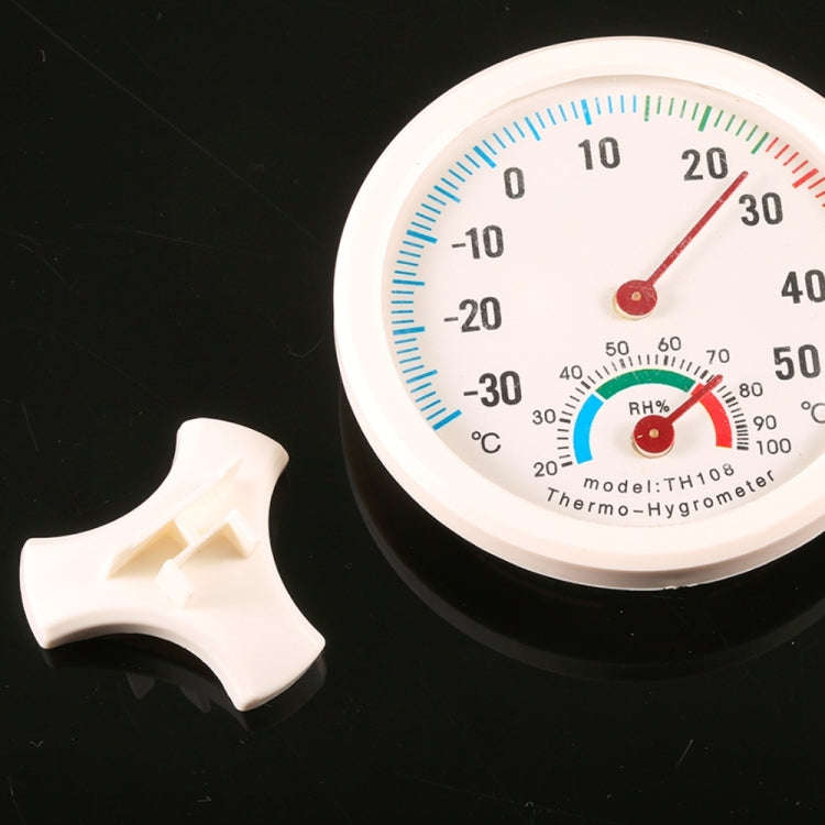 TH108 Mini Round Clock-shaped Indoor Outdoor Hygrometer Humidity Thermometer Temperature Meter, R...