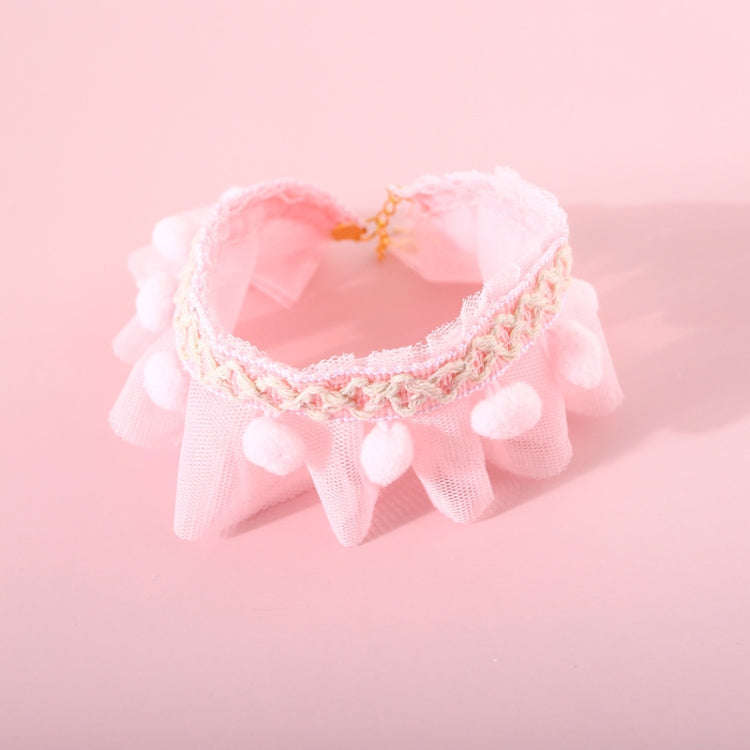 Lace Pet Adjustable Collar Cat Dog Photo Accessories, Size:S 20-25cm(Pink)