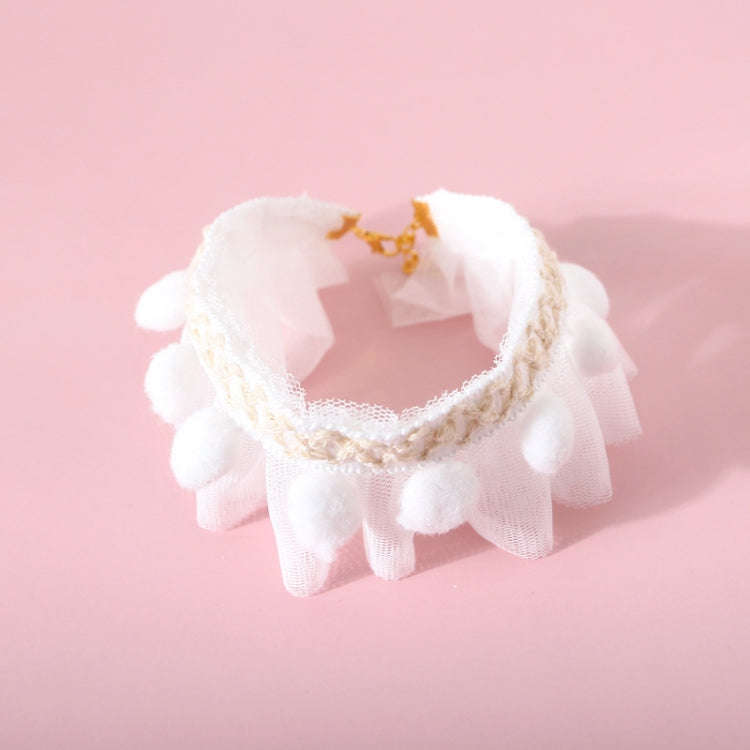 Lace Pet Adjustable Collar Cat Dog Photo Accessories, Size:M 25-30cm(White)