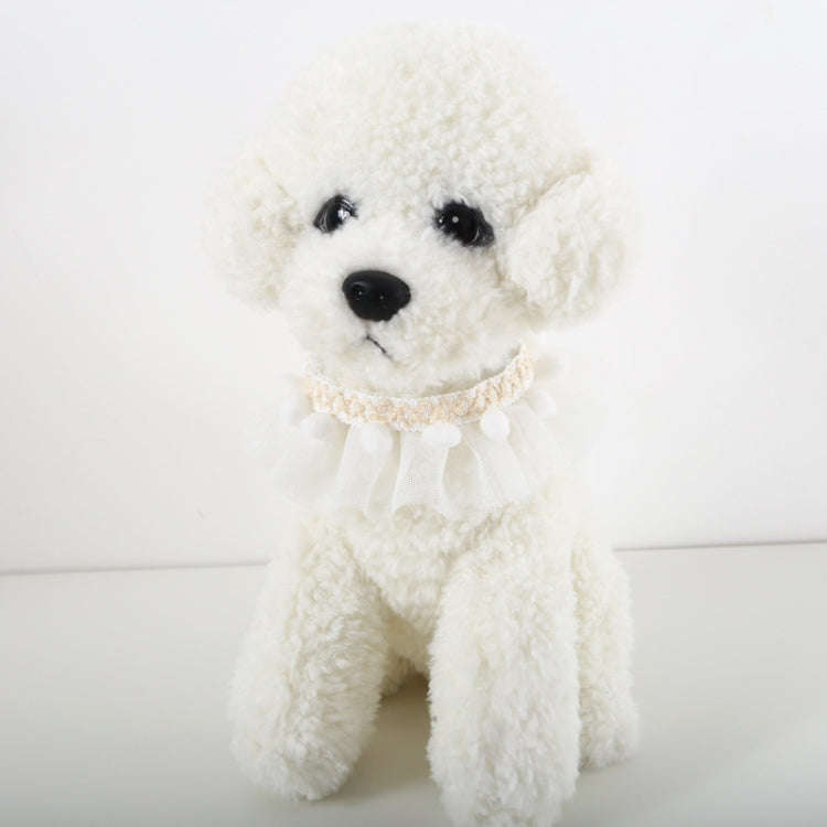 Lace Pet Adjustable Collar Cat Dog Photo Accessories, Size:M 25-30cm(White)