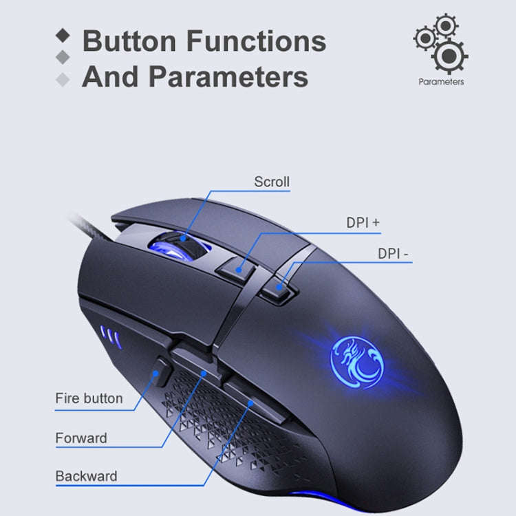 iMICE T91 8 Keys 7200DPI USB Wired Luminous Gaming Mouse, Cable Length: 1.8m