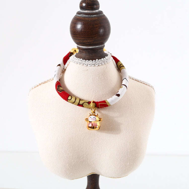 Lucky Cat Copper Bell Adjustable Pet Cat Dog Collar Necklace, Size:S 20-25cm(Red Cat)