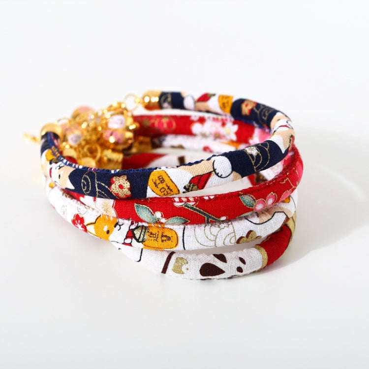 Lucky Cat Copper Bell Adjustable Pet Cat Dog Collar Necklace, Size:S 20-25cm(Navy Shiba Inu)