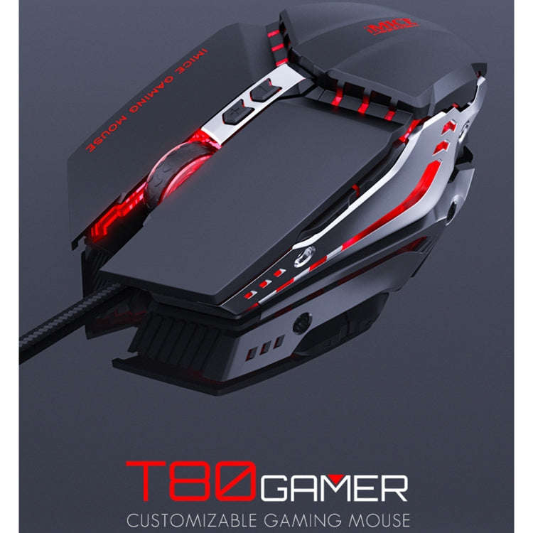 iMICE T80 7 Keys 3200 DPI Macro Programming Mechanical Gaming Wired Mouse, Cable Length: 1.8m(Sil...