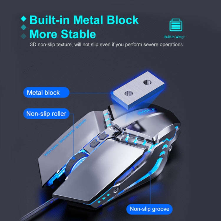 iMICE T80 7 Keys 3200 DPI Macro Programming Mechanical Gaming Wired Mouse, Cable Length: 1.8m(Sil...
