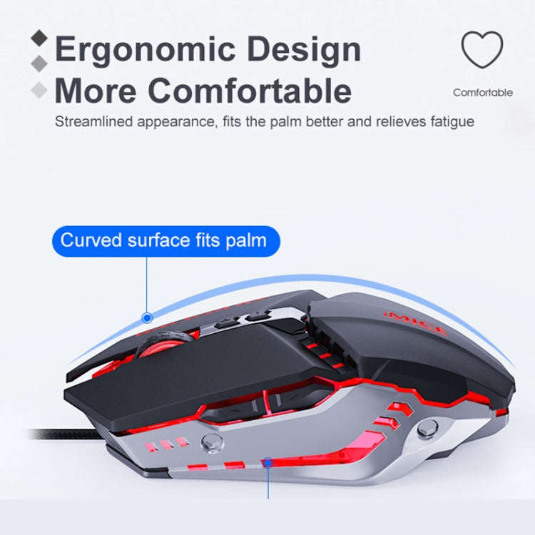 iMICE T80 7 Keys 3200 DPI Macro Programming Mechanical Gaming Wired Mouse, Cable Length: 1.8m(Sil...