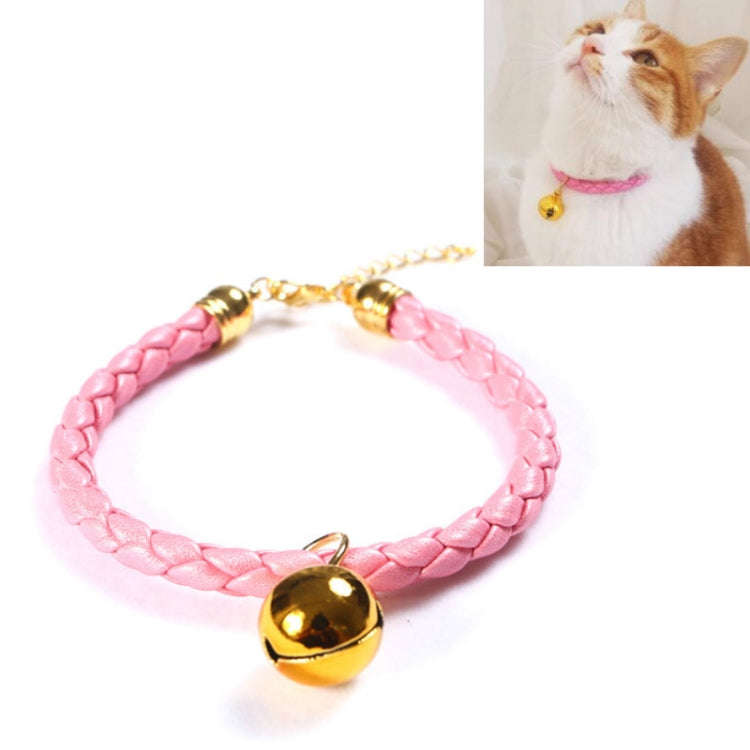 Prepared PU Leather Adjustable Pet Bell Collar Cat Dog Rabbit Simple Collar Necklace, Size:S 20-2...