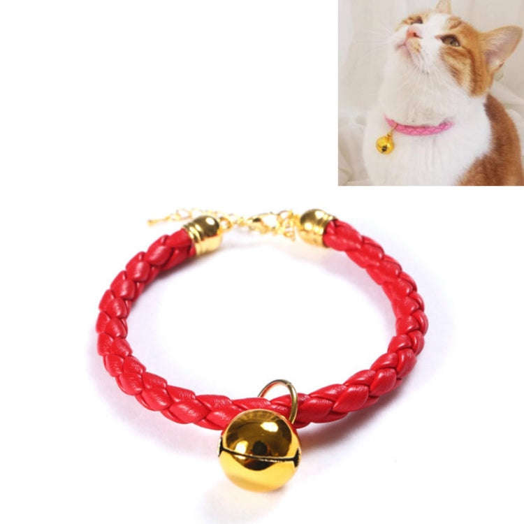 Prepared PU Leather Adjustable Pet Bell Collar Cat Dog Rabbit Simple Collar Necklace, Size:S 20-2...
