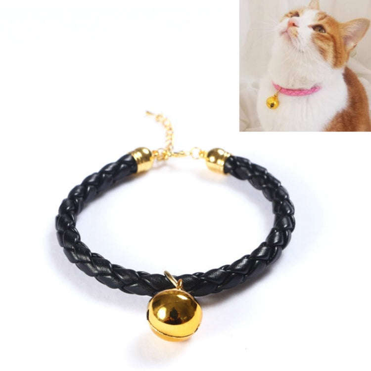 Prepared PU Leather Adjustable Pet Bell Collar Cat Dog Rabbit Simple Collar Necklace, Size:S 20-2...