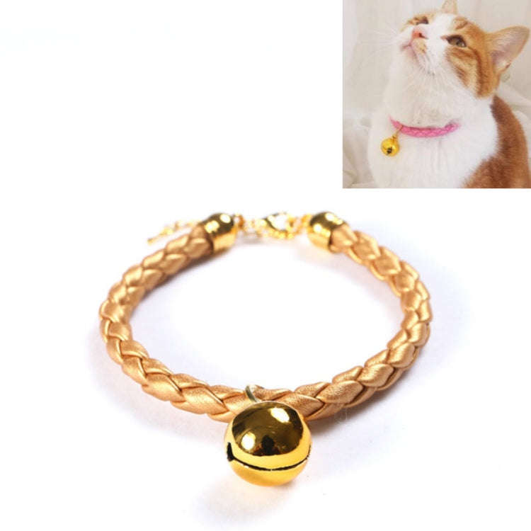 Prepared PU Leather Adjustable Pet Bell Collar Cat Dog Rabbit Simple Collar Necklace, Size:S 20-2...