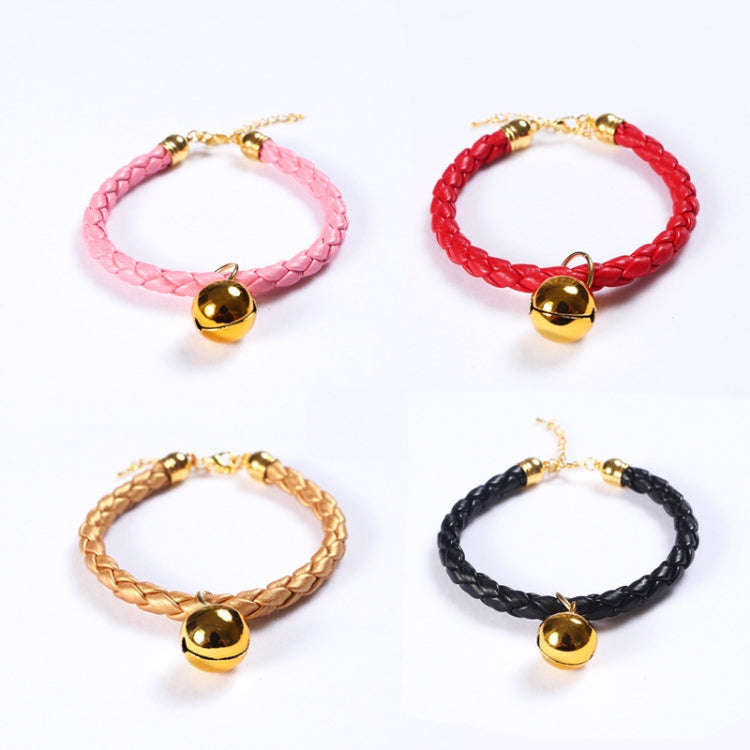 Prepared PU Leather Adjustable Pet Bell Collar Cat Dog Rabbit Simple Collar Necklace, Size:S 20-2...