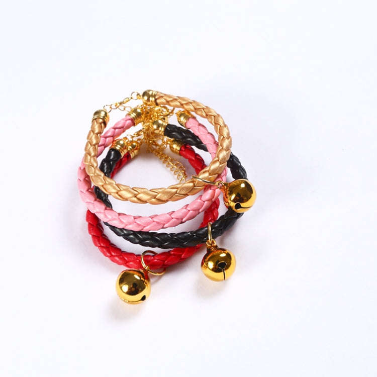 Prepared PU Leather Adjustable Pet Bell Collar Cat Dog Rabbit Simple Collar Necklace, Size:S 20-2...