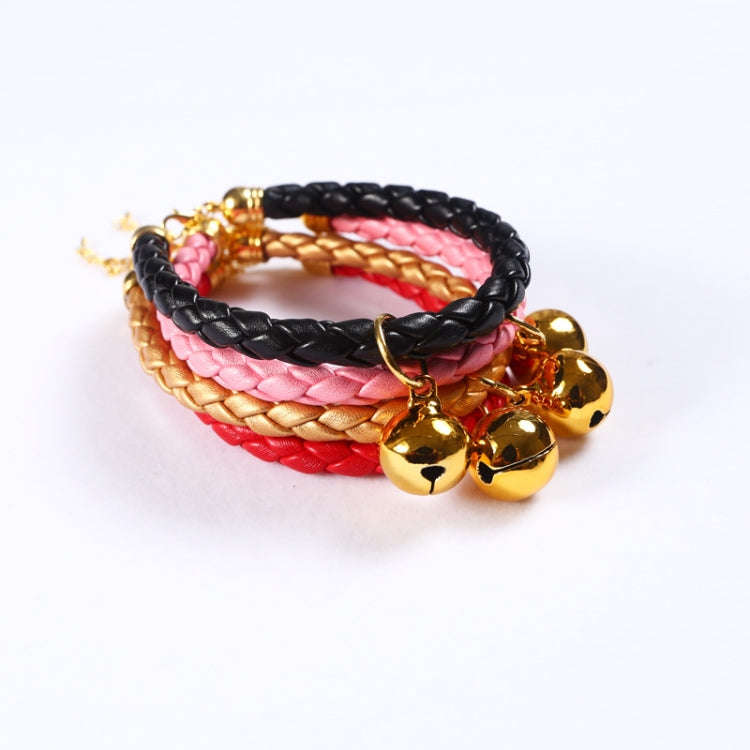 Prepared PU Leather Adjustable Pet Bell Collar Cat Dog Rabbit Simple Collar Necklace, Size:S 20-2...