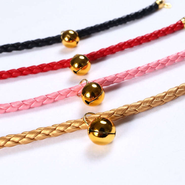 Prepared PU Leather Adjustable Pet Bell Collar Cat Dog Rabbit Simple Collar Necklace, Size:S 20-2...