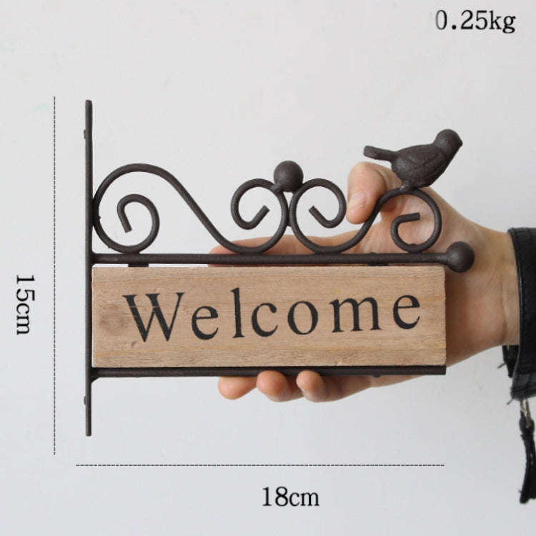 A20-AL1899  Country Pastoral Iron Birds Welcome Doorplate Wall Decoration Photography Props