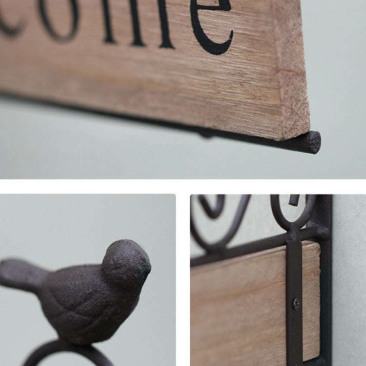 A20-AL1899  Country Pastoral Iron Birds Welcome Doorplate Wall Decoration Photography Props