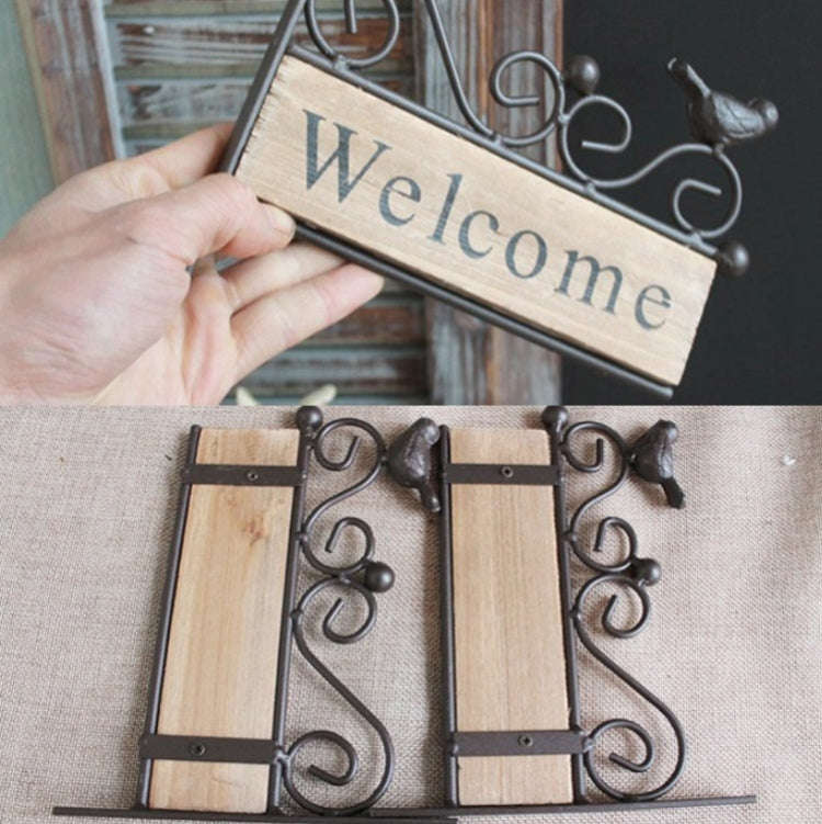 A20-AL1899  Country Pastoral Iron Birds Welcome Doorplate Wall Decoration Photography Props