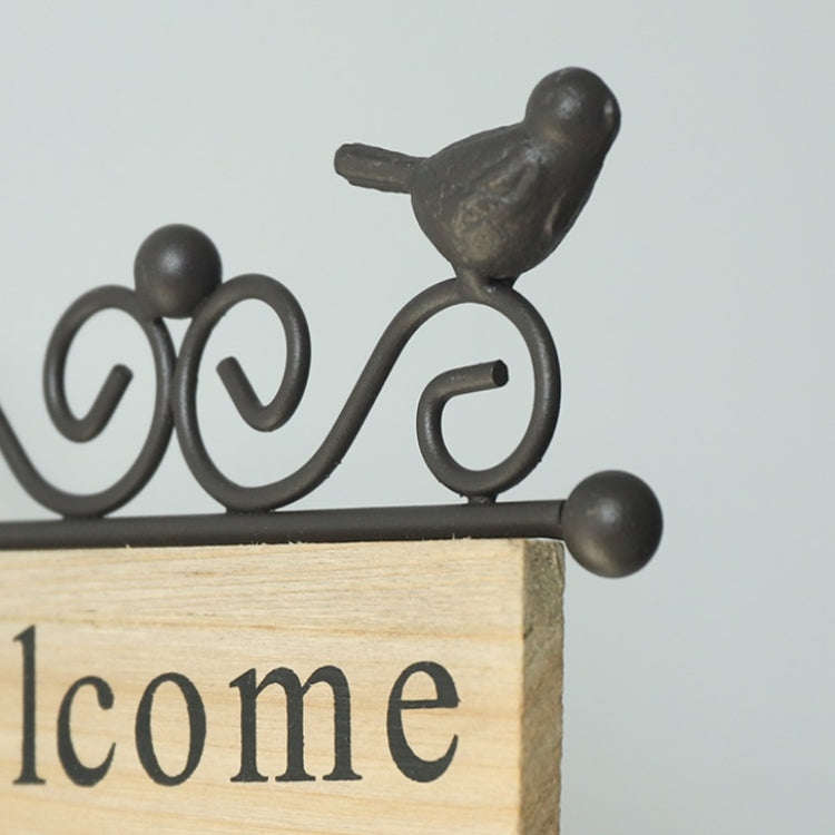 A20-AL1899  Country Pastoral Iron Birds Welcome Doorplate Wall Decoration Photography Props