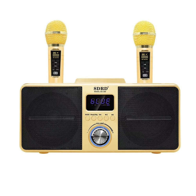SDRD SD309 Wireless Microphone Bluetooth Audio All-In-One Machine(Golden)