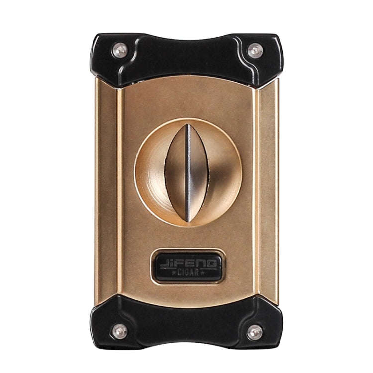 JIFENG 3 In 1 V Cigar Scissors Cigar Holder Cigar Cutter With Cigar Puncher(Golden)