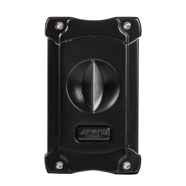 JIFENG 3 In 1 V Cigar Scissors Cigar Holder Cigar Cutter With Cigar Puncher(Electrophoresis Black)