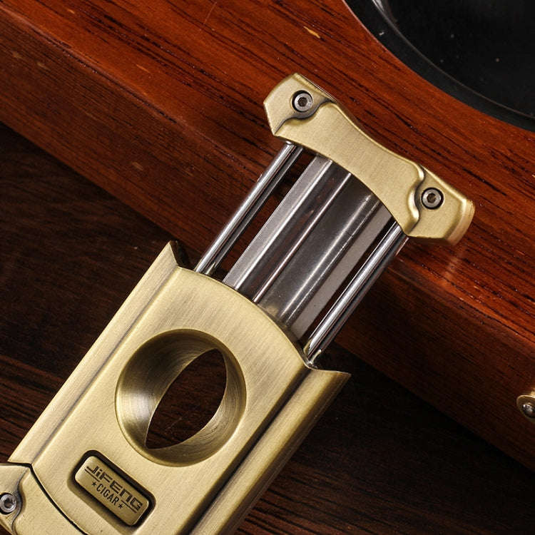 JIFENG 3 In 1 V Cigar Scissors Cigar Holder Cigar Cutter With Cigar Puncher(Bronze Wire Drawing)