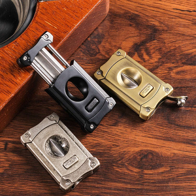 JIFENG 3 In 1 V Cigar Scissors Cigar Holder Cigar Cutter With Cigar Puncher(Matte Gray)