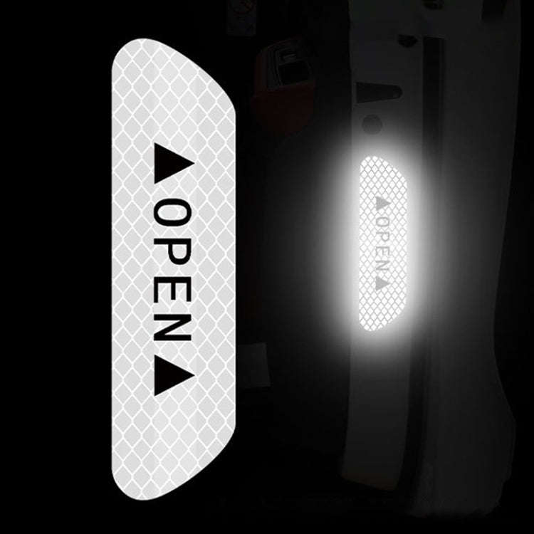 OPEN Reflective Tape Warning Mark Bicycle Accessories Car Door Stickers(White)