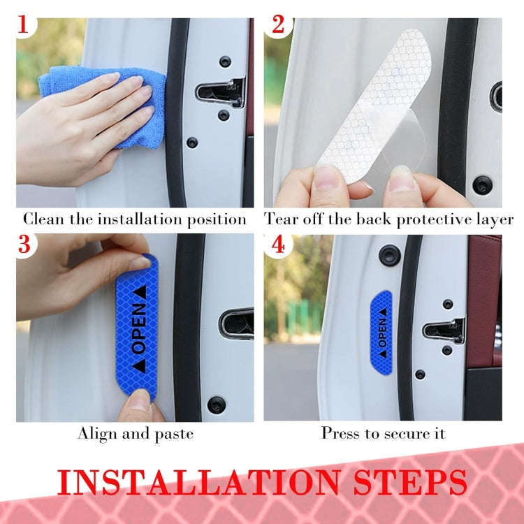 OPEN Reflective Tape Warning Mark Bicycle Accessories Car Door Stickers(Blue)