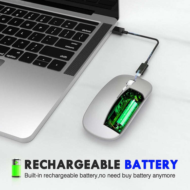 Inphic PM1 Office Mute Wireless Laptop Mouse, Style:Battery Display(Space Silver)