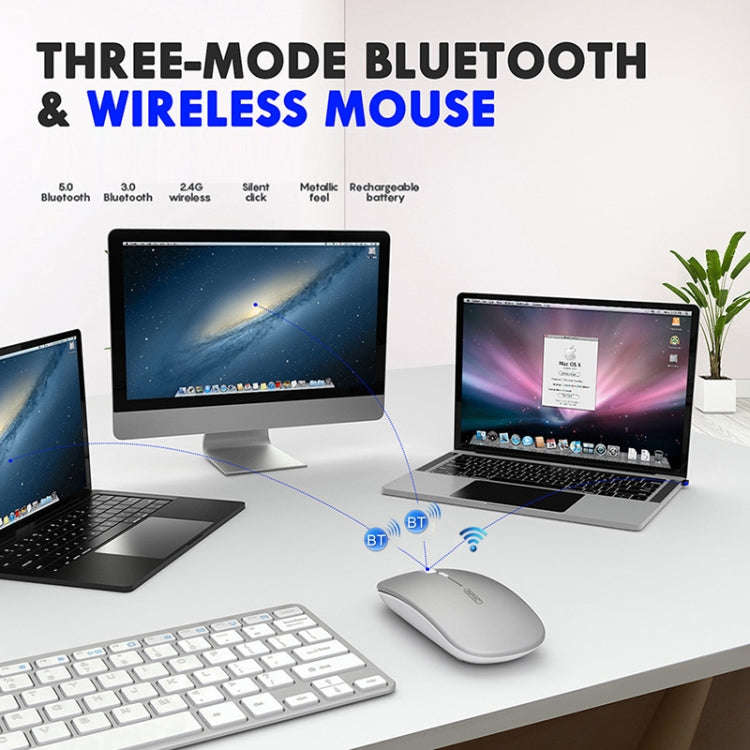 Inphic PM1 Office Mute Wireless Laptop Mouse, Style:Battery Display(Space Silver)