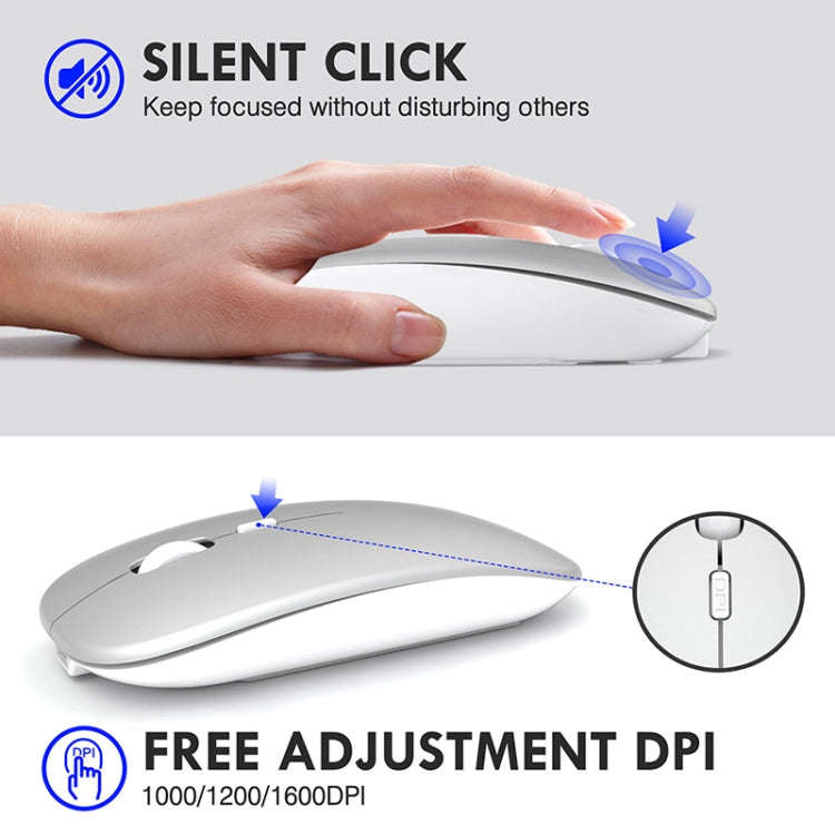 Inphic PM1 Office Mute Wireless Laptop Mouse, Style:Battery Display(Space Silver)