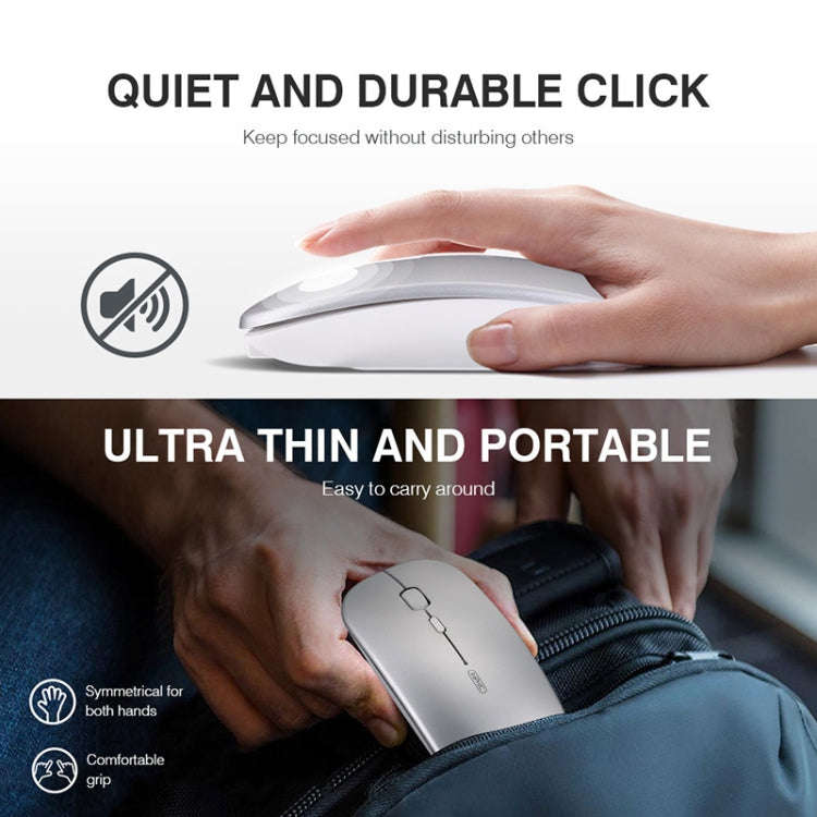 Inphic PM1 Office Mute Wireless Laptop Mouse, Style:Battery Display(Metallic Gray)