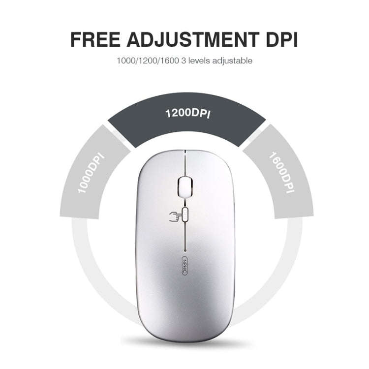 Inphic PM1 Office Mute Wireless Laptop Mouse, Style:Battery Display(Metallic Gray)