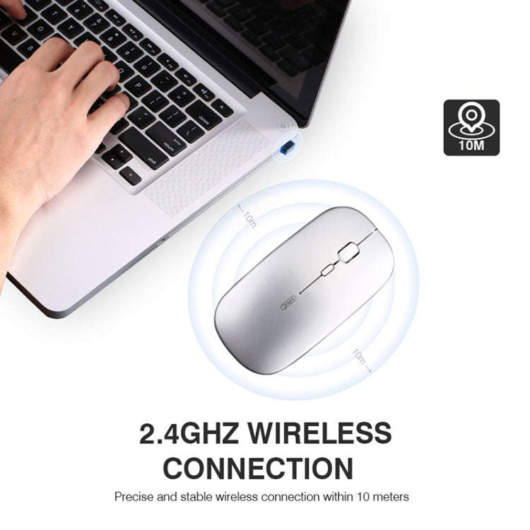 Inphic PM1 Office Mute Wireless Laptop Mouse, Style:Battery Display(Metallic Gray)