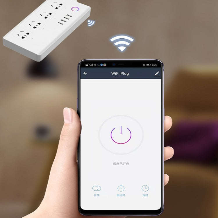 Home Office Wifi Mobile Phone Remote Control Timer Switch Voice Control Power Strip, Line length:...