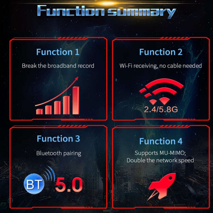 COMFAST Gaming Game 3000Mbps Gigabit Dual-Frequency Wireless Desktop Computer PCIE Wireless Netwo...